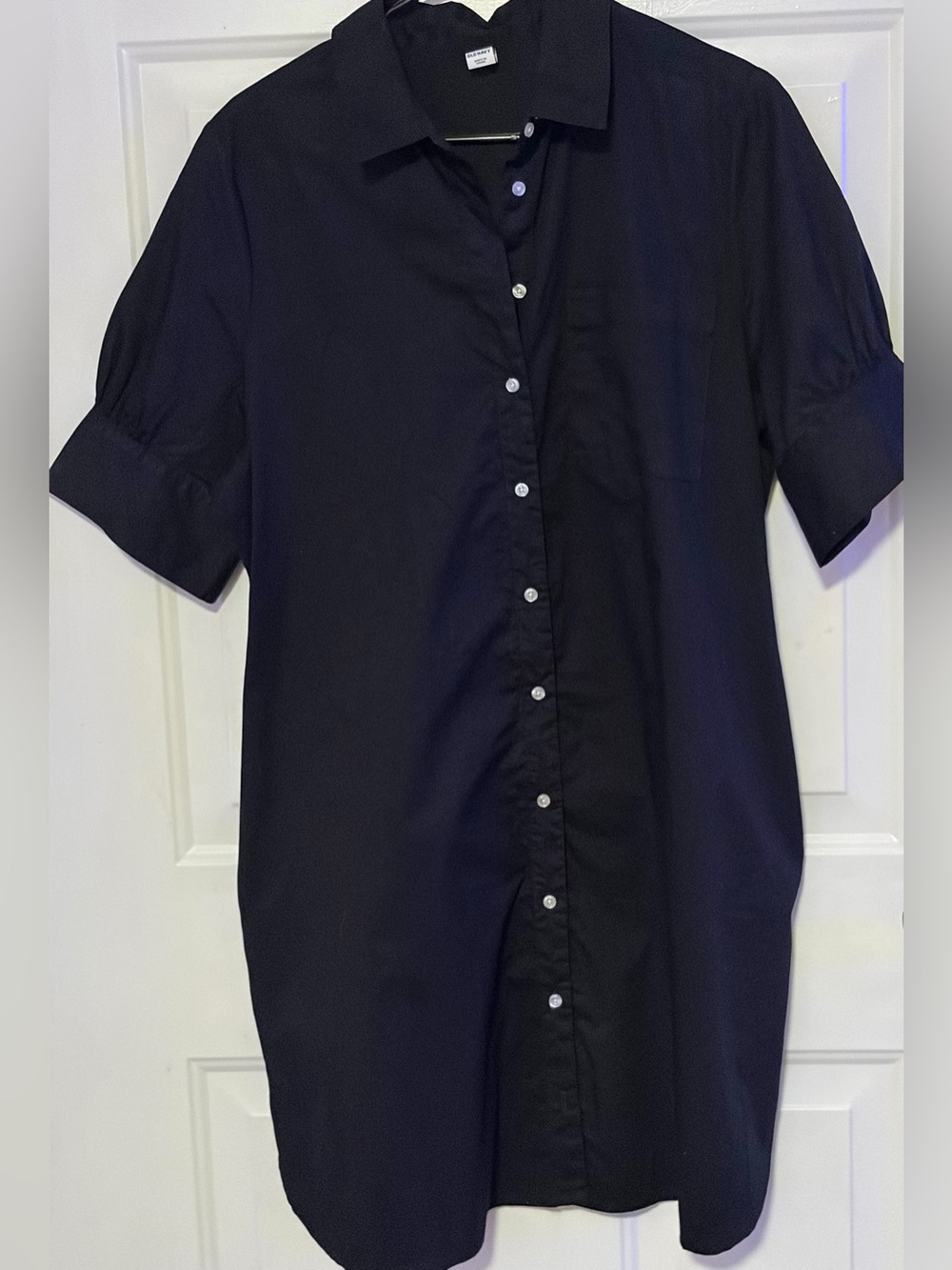 Old Navy Short-Sleeve Button-Front Shirt Dress Black Size Medium